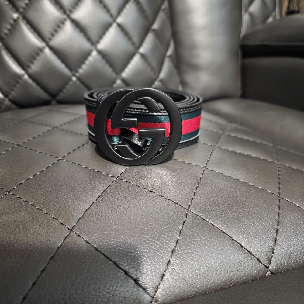 Black and Red Web Stripe Belt